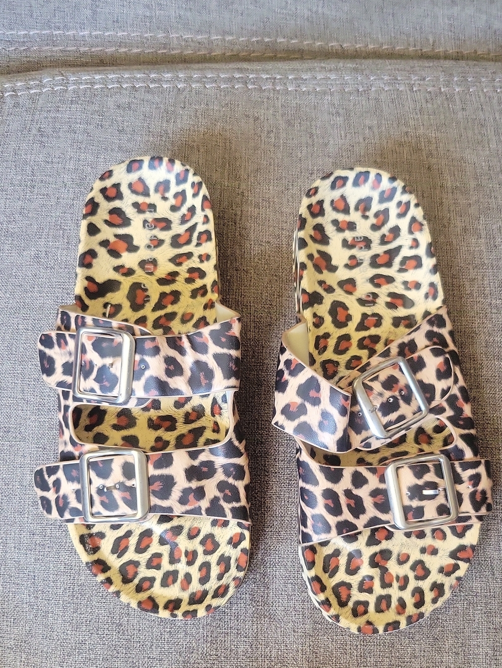 Madden Girl Leopard Print Buckle Slide Sandals - Yellow, Black, Brown